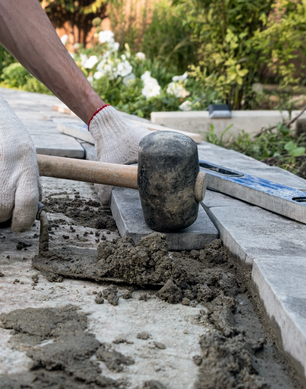 Laying Block Paving as part of Garden Landscaping with Bluebells Groundworks