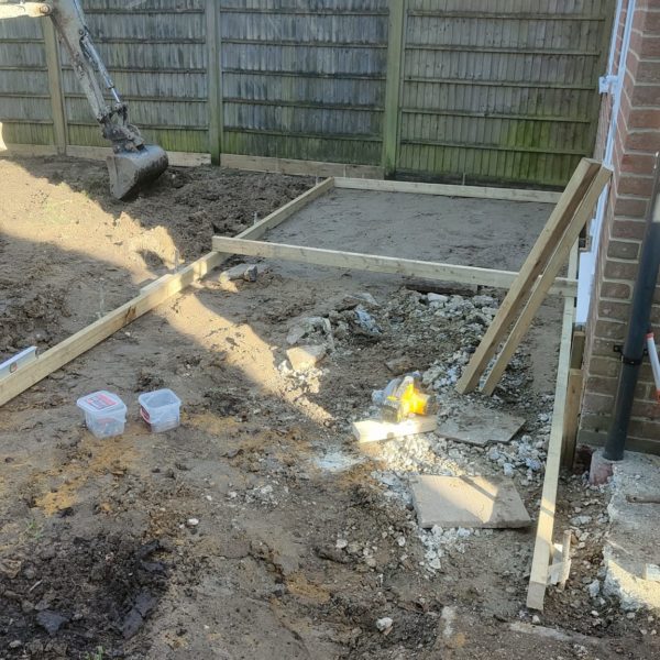 Preparing the foundations for a patio