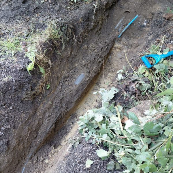 Power cable trench dug by Bluebells Groundworks on a project in Cranbrook