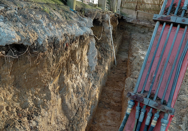 Site excavation for a retaining wall project